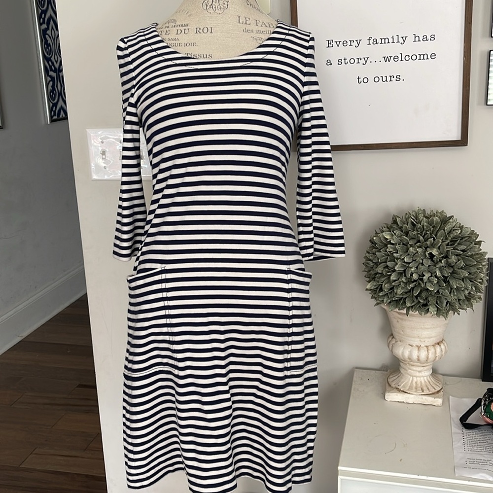 Kate Spade Navy and White Striped Dress with Pockets